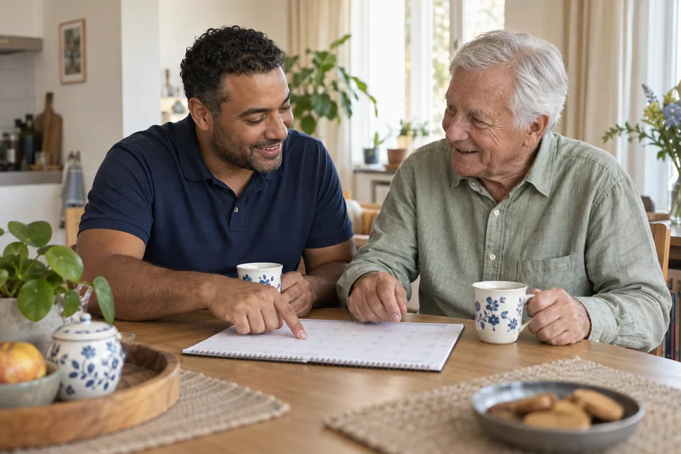 Illustratief zorgmoment in een huiselijke omgeving